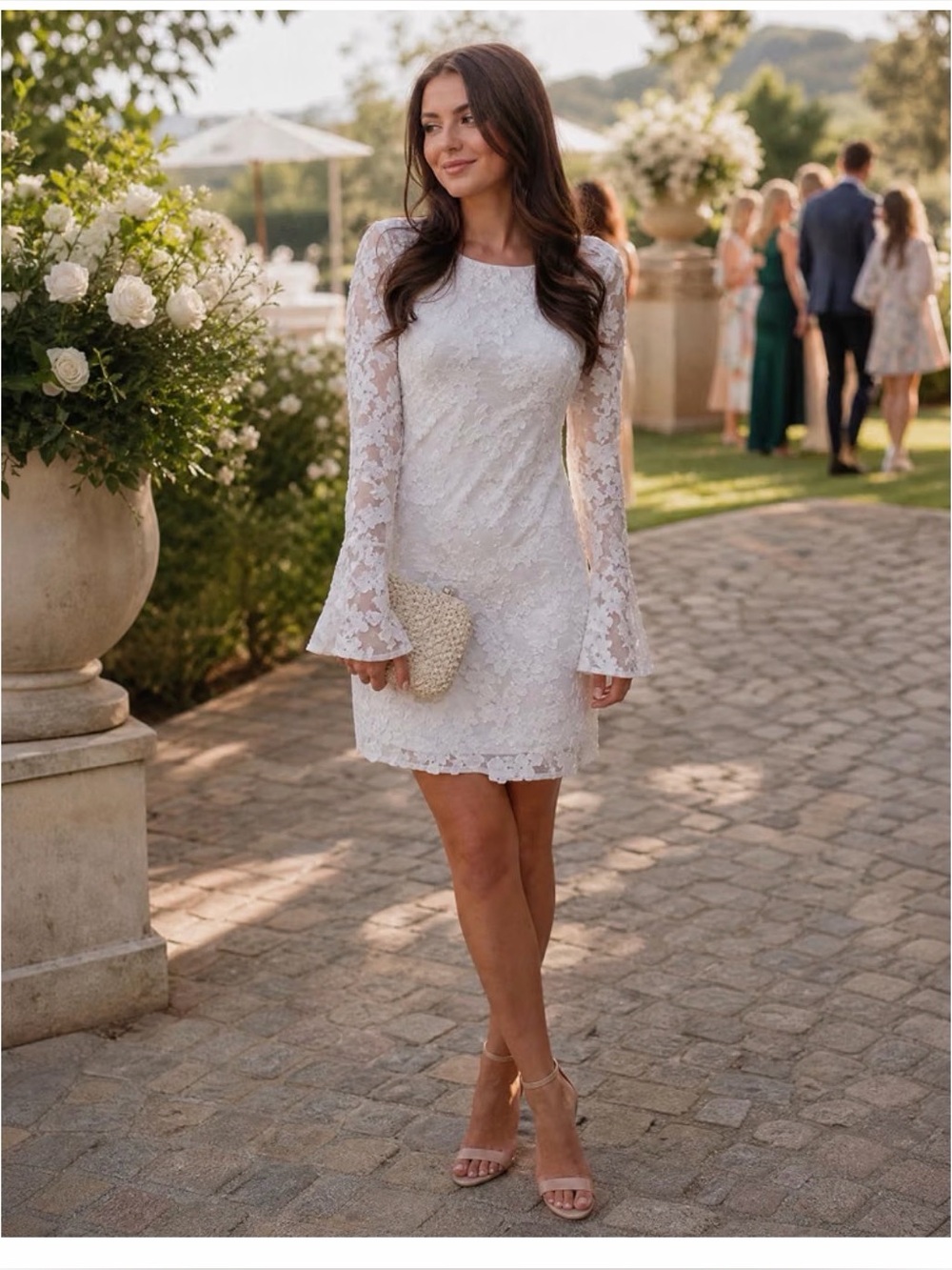 Size L Zesica White Burnout Dress